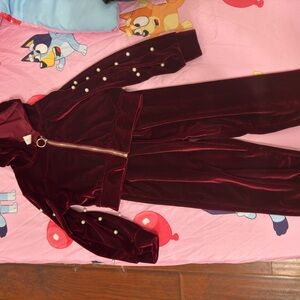 SHEIN Burgundy Velvet Jacket